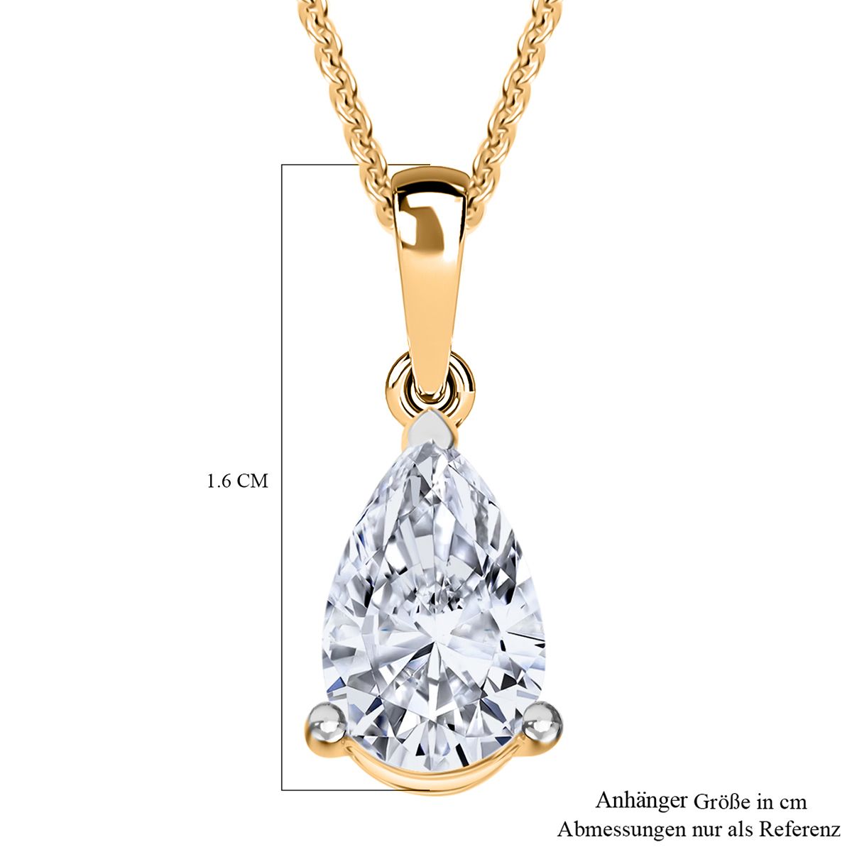 LUXURIANT DIAMOND - Lab Grown Diamant SI-GH SGL zertifiziert Anhänger mit Kette ca. 50 cm 925 Silber 750 Gelbgold Vermeil ca. 1.00 ct