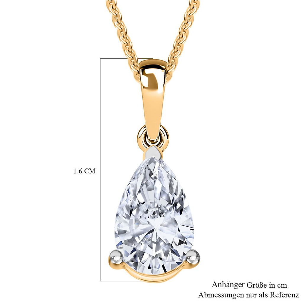 LUXURIANT DIAMOND - Lab Grown Diamant SI-GH SGL zertifiziert Anhänger mit Kette ca. 50 cm 925 Silber 750 Gelbgold Vermeil ca. 1.00 ct