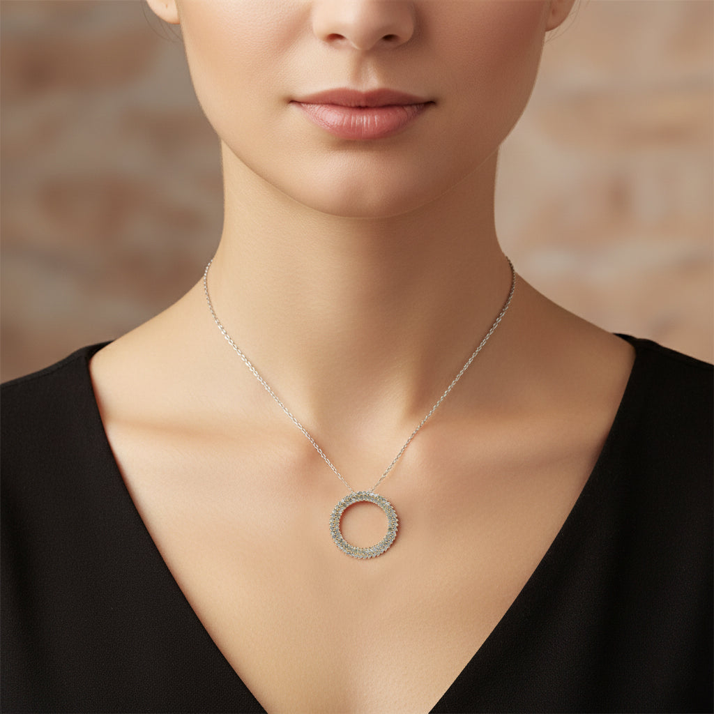 LUXURIANT DIAMOND - Lab Grown Blauer Diamant VS-EF SGL zertifiziert Schmuckset ca. 50 cm 925 Silber rhodiniert ca. 1,00 ct.