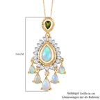 D'Joy AA Natürlicher, äthiopischer Welo Opal Anhänger mit Kette ca. 50 cm, 925 Silber 750 Gelbgold Vermeil ca. 2.41 ct