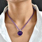 D'Joy AA Afrikanischer Amethyst Schmuckset ca. 50 cm 925 Silber rhodiniert ca. 58.32 ct