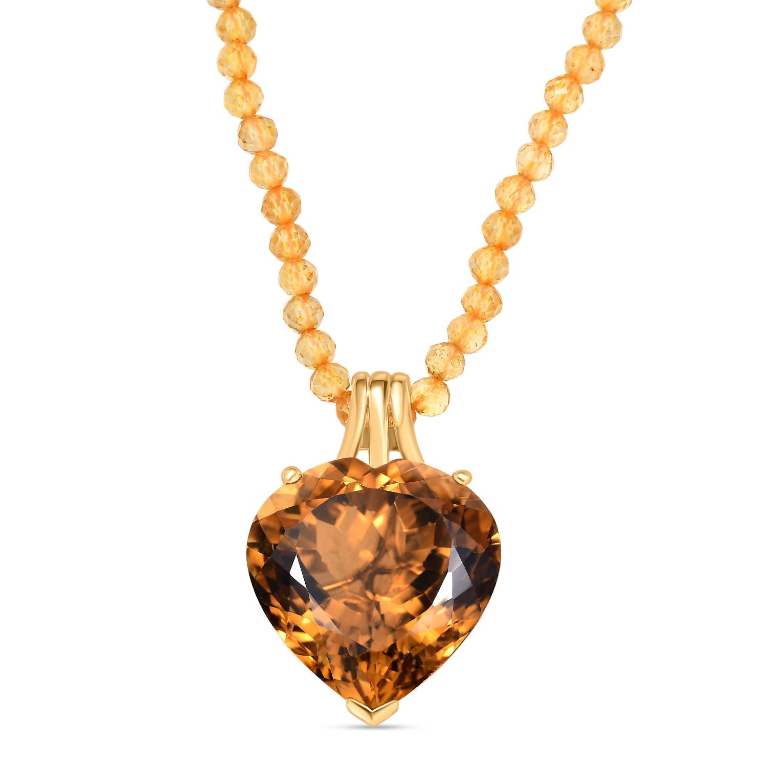D'Joy AA Citrin Anhänger mit Kette, ca. 50 cm 925 Silber 750 Gelbgold Vermeil ca. 82.93 ct