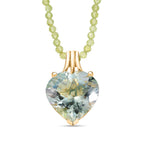 D'Joy AA Prasiolith, Natürlicher Peridot Anhänger mit Kette, ca. 50 cm 925 Silber 750 Gelbgold Vermeil ca. 59.59 ct