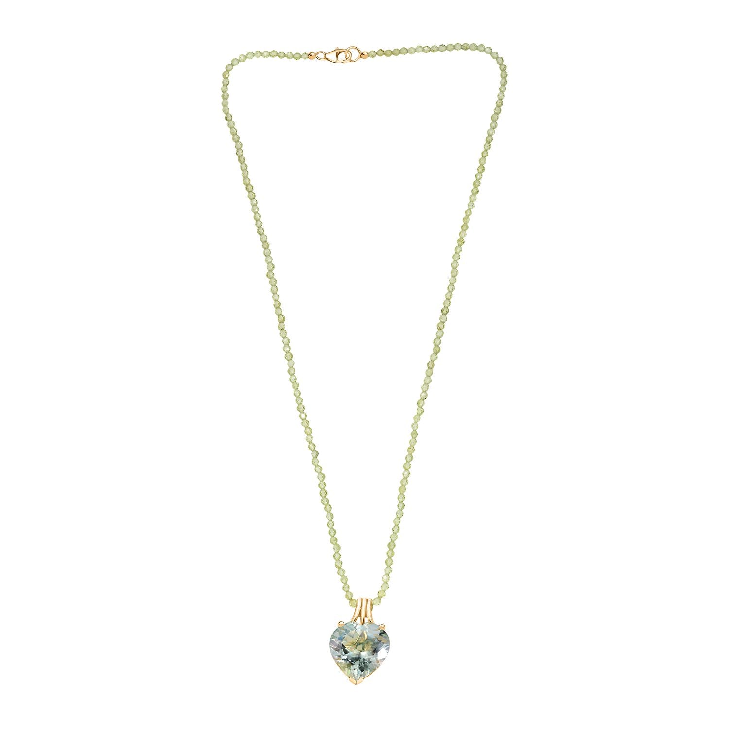 D'Joy AA Prasiolith, Natürlicher Peridot Anhänger mit Kette, ca. 50 cm 925 Silber 750 Gelbgold Vermeil ca. 59.59 ct