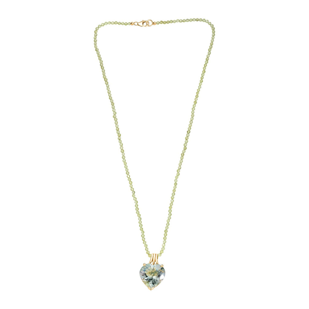 D'Joy AA Prasiolith, Natürlicher Peridot Anhänger mit Kette, ca. 50 cm 925 Silber 750 Gelbgold Vermeil ca. 59.59 ct