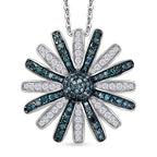 D'Joy Blauer Diamant, Weißer Diamant Schmuckset ca. 50 cm 925 Silber rhodiniert ca. 1.00 ct