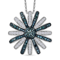 D'Joy Blauer Diamant, Weißer Diamant Schmuckset ca. 50 cm 925 Silber rhodiniert ca. 1.00 ct