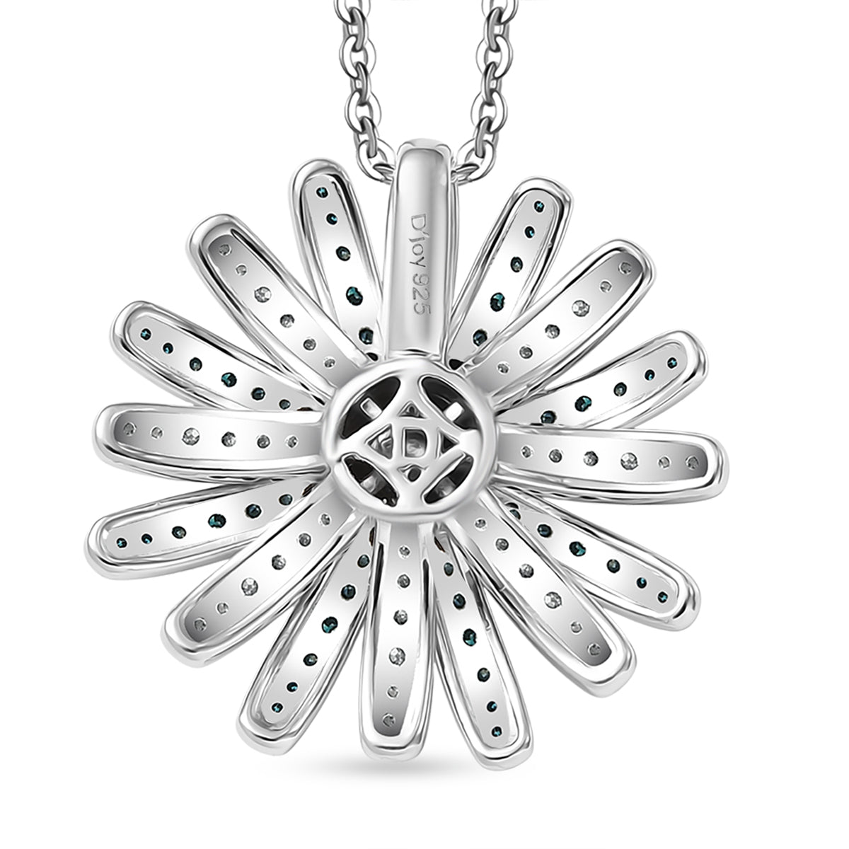 D'Joy Blauer Diamant, Weißer Diamant Schmuckset ca. 50 cm 925 Silber rhodiniert ca. 1.00 ct