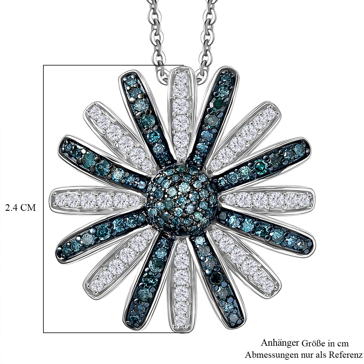 D'Joy Blauer Diamant, Weißer Diamant Schmuckset ca. 50 cm 925 Silber rhodiniert ca. 1.00 ct