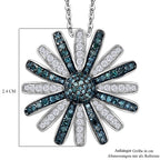 D'Joy Blauer Diamant, Weißer Diamant Schmuckset ca. 50 cm 925 Silber rhodiniert ca. 1.00 ct