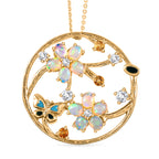 GP Italienische Garten Kollektion - AA Natürlicher, äthiopischer Welo Opal, Citrin, Kanchanaburi Blauer Saphir Schmuckset ca. 50 cm 925 Silber 750 Gelbgold Vermeil ca. 1.85 ct