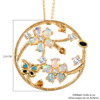 GP Italienische Garten Kollektion - AA Natürlicher, äthiopischer Welo Opal, Citrin, Kanchanaburi Blauer Saphir Schmuckset ca. 50 cm 925 Silber 750 Gelbgold Vermeil ca. 1.85 ct