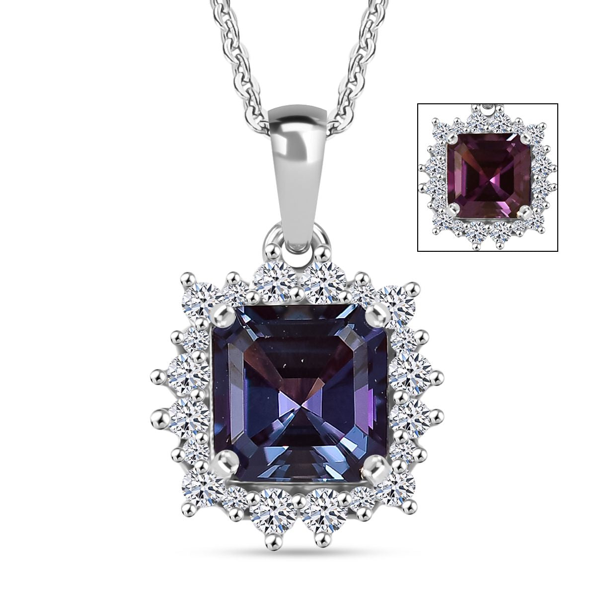 LUXURIANT - AAA Lab Grown Alexandrit, Lab Grown Diamant Schmuckset ca. 50 cm 925 Silber rhodiniert ca. 2.42 ct