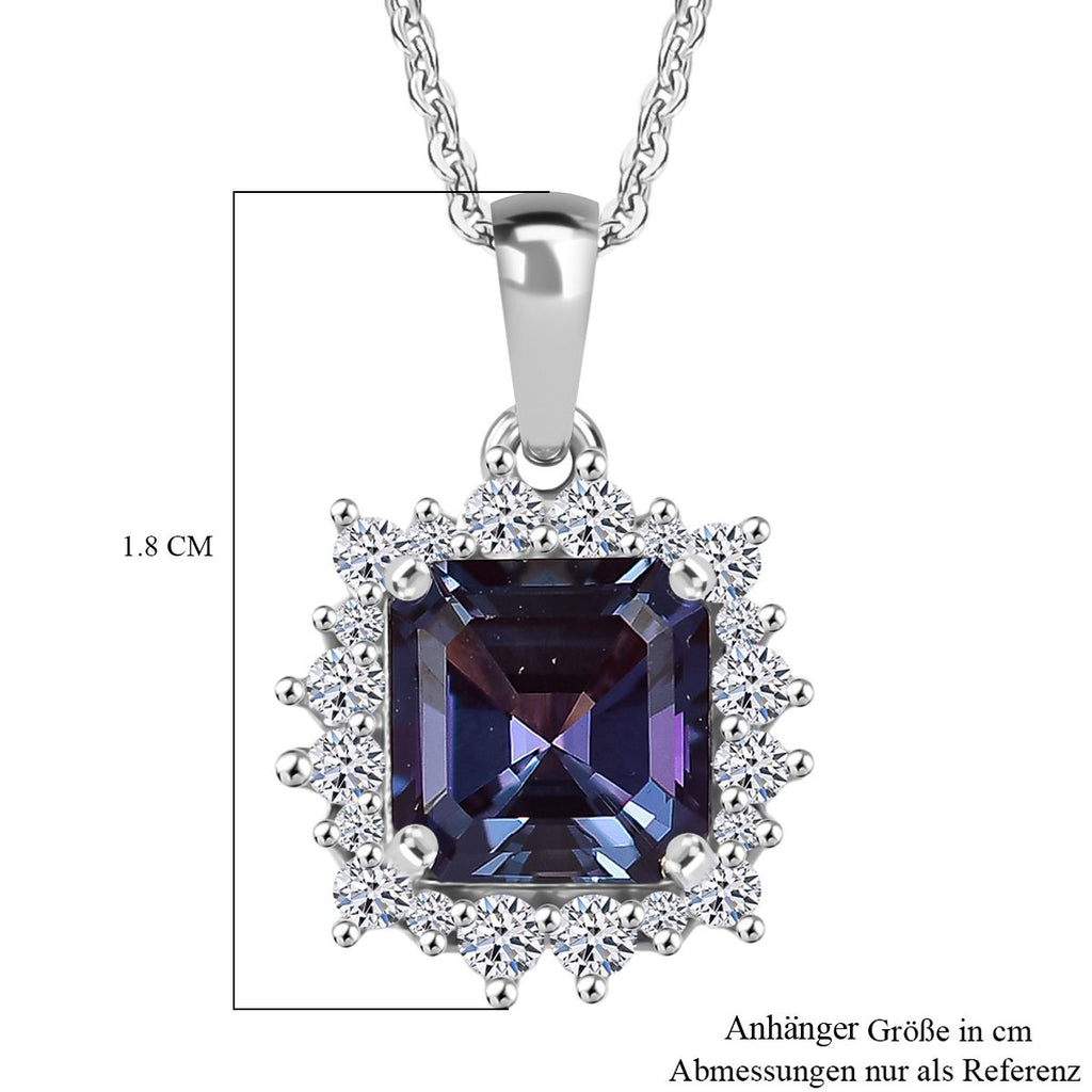 LUXURIANT - AAA Lab Grown Alexandrit, Lab Grown Diamant Schmuckset ca. 50 cm 925 Silber rhodiniert ca. 2.42 ct