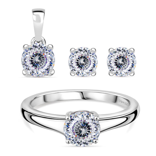 D'Joy 120 Facetten Moissanit Schmuckset 925 Silber platiniert (Größe 18) ca. 2,48 ct.