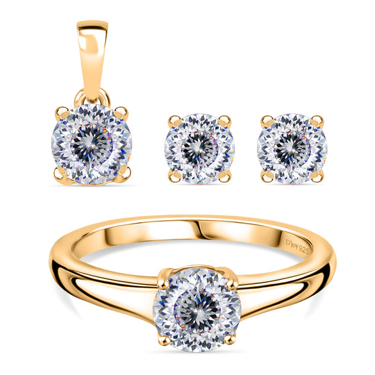 D'Joy 120 Facetten Moissanit Schmuckset 925 Silber platiniert (Größe 18) ca. 2,48 ct.