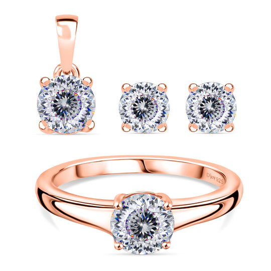 D'Joy 120 Facetten Moissanit Schmuckset 925 Silber platiniert (Größe 18) ca. 2,48 ct.