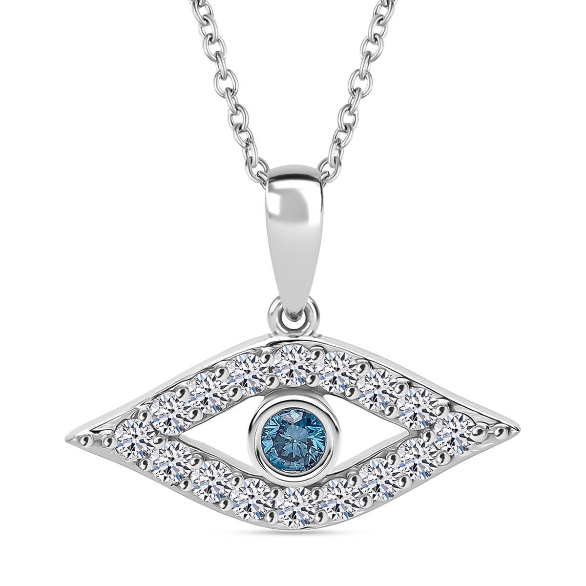 LUXURIANT DIAMOND - Lab Grown Blauer Diamant SI-GH, Lab Grown Weißer Diamant SI-GH Schmuckset ca. 50 cm 925 Silber rhodiniert ca. 0,50 ct.