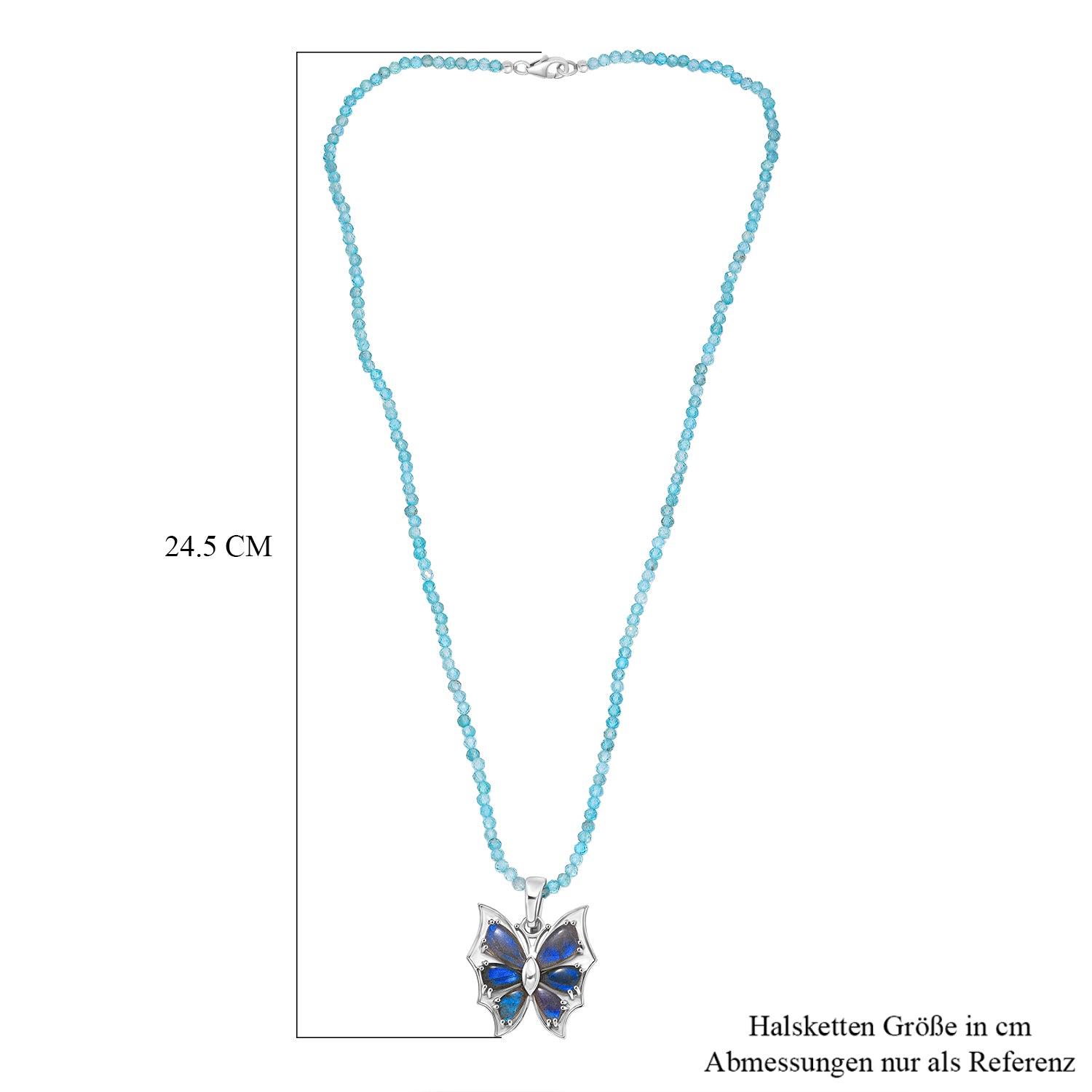 D'Joy Apatit, Labradorit Schmuckset ca. 50 cm 925 Silber rhodiniert ca. 48.60 ct