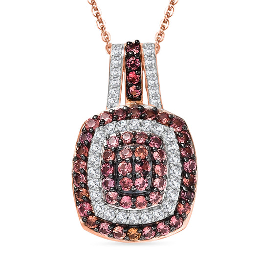 D'Joy AA Padparadscha Saphir, Weißer Zirkon Anhänger mit Kette, ca. 50 cm 925 Silber 750 Roségold Vermeil ca. 1.20 ct