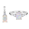 D'Joy AA natürliches, äthiopisches Welo Opal und Zirkon Schmuckset, 925 Silber rhodiniert - 2,13 ct.