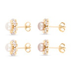 2er Set - Lila Süßwasser Perle, Weiße Süßwasser Perle Ohrringe, Nickelfreies Messing, Goldfarben
