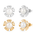 2er Set - Weiße Süßwasser Perle Ohrringe, Nickelfreies Messing, Goldfarben, Silberfarben
