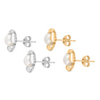 2er Set - Weiße Süßwasser Perle Ohrringe, Nickelfreies Messing, Goldfarben, Silberfarben