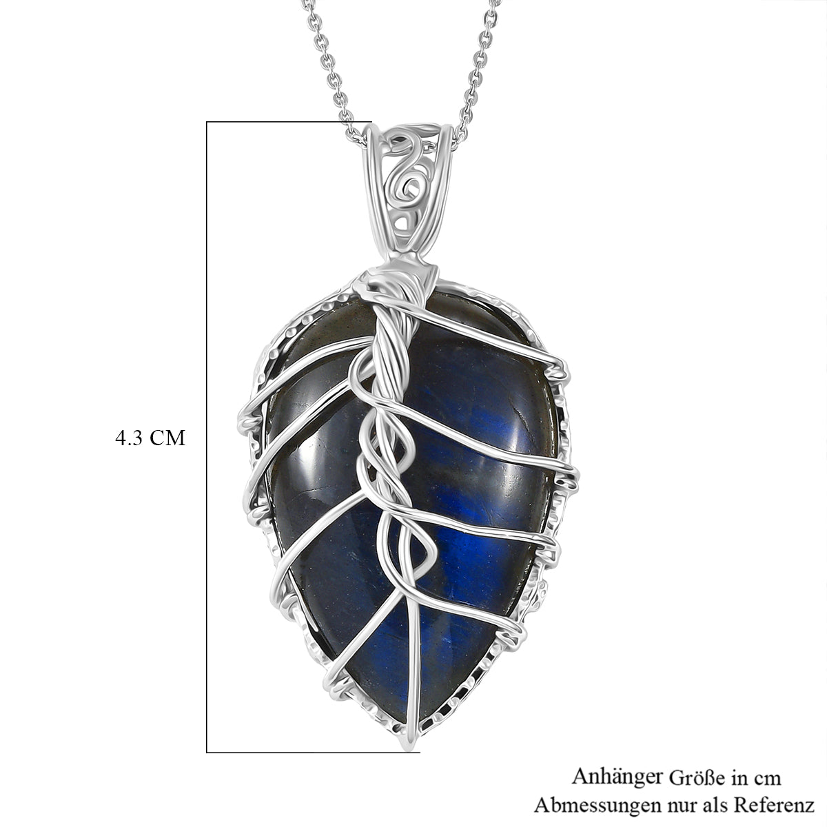 D'Joy AAA Labradorit Schmuckset ca. 50 cm 925 Silber rhodiniert ca. 30.00 ct