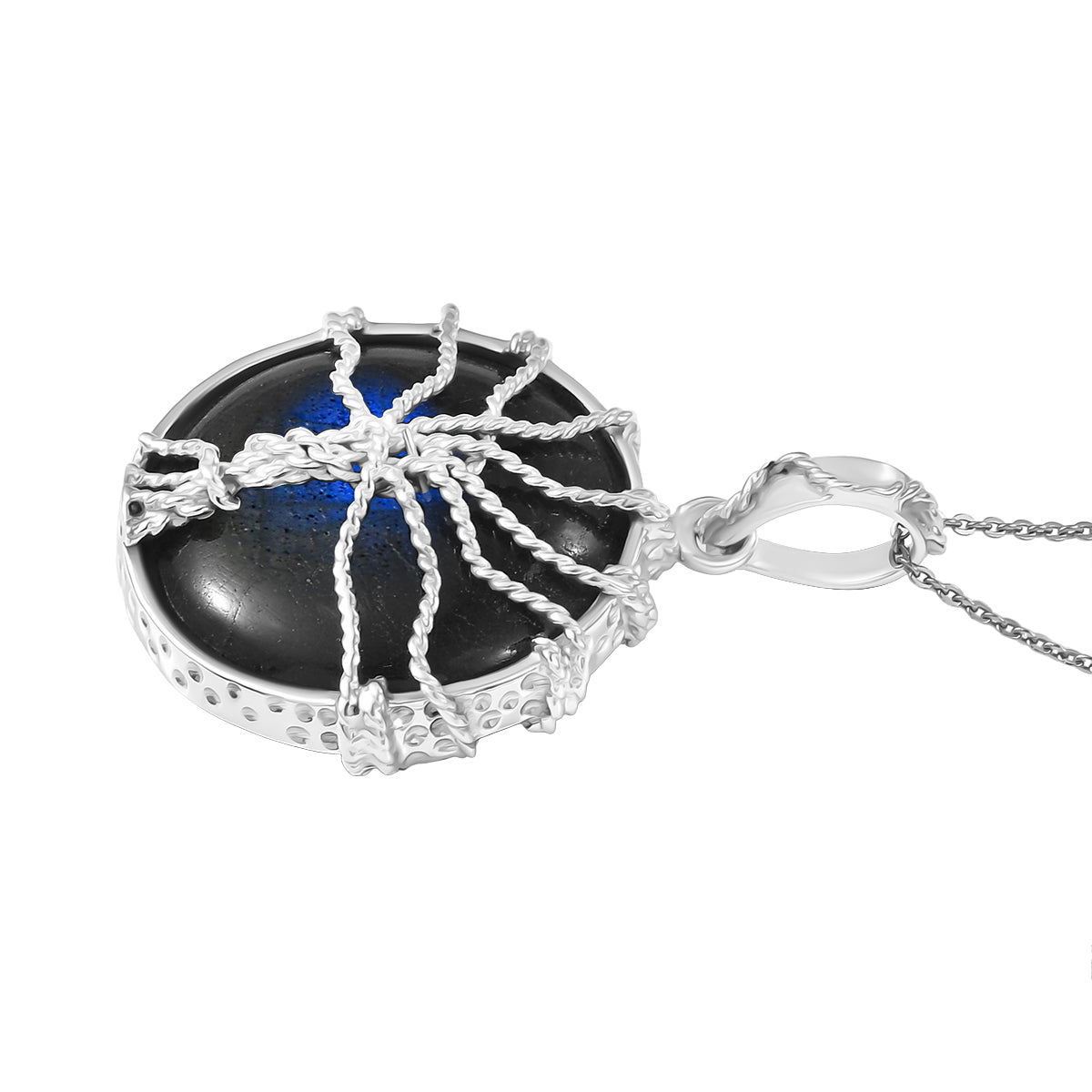 D'Joy AAA Labradorit Schmuckset ca. 50 cm 925 Silber rhodiniert ca. 30.00 ct