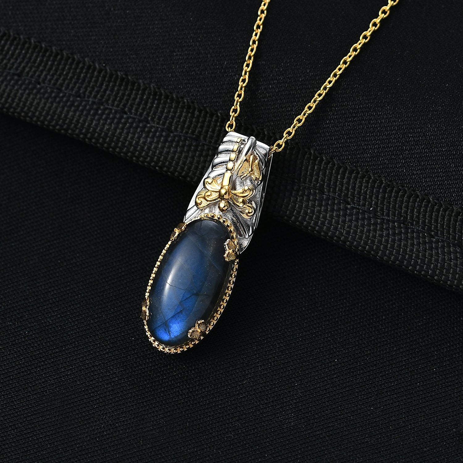EVER TRUE AAA Labradorit Anhänger mit Kette ca. 50 cm, Nickelfreies Messing, ca. 9.46 ct