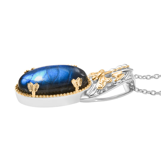 EVER TRUE AAA Labradorit Anhänger mit Kette ca. 50 cm, Nickelfreies Messing, ca. 9.46 ct