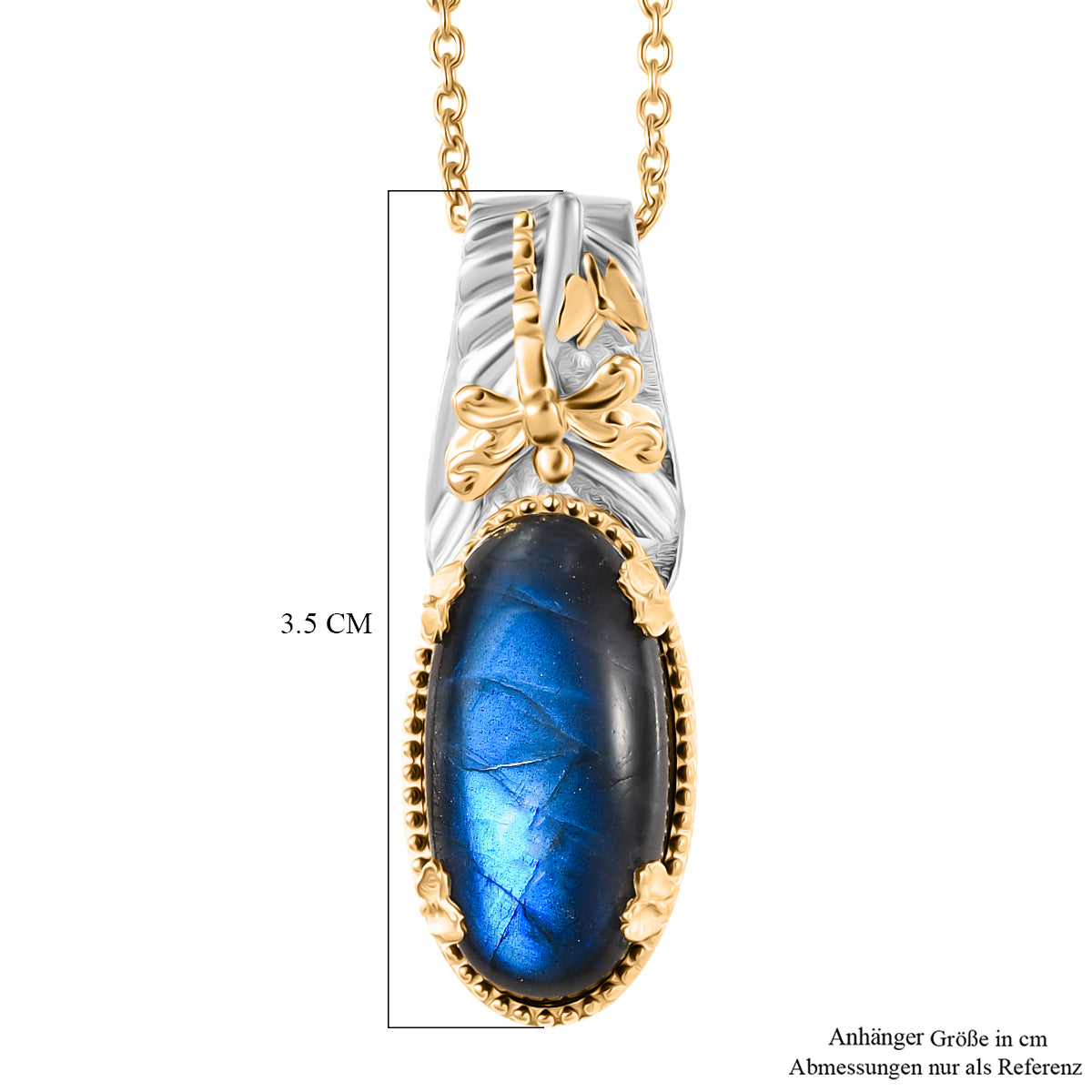 EVER TRUE AAA Labradorit Anhänger mit Kette ca. 50 cm, Nickelfreies Messing, ca. 9.46 ct