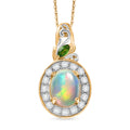 D'Joy natürlicher, äthiopischer Welo Opal, Chromdiopsid und Zirkon Anhänger mit 50cm Kette - 1,87 ct.