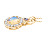 D'Joy Natürlicher, äthiopischer Welo Opal, Tansanit Schmuckset ca. 50 cm 925 Silber vergoldet ca. 2.17 ct