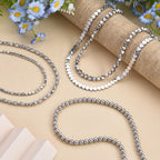 5er Set Hämatit Halsketten Herz Kugel Facettiert Gedreht ca 50 cm + 5 cm Extender, Silberfarben, ca. 724.00 ct