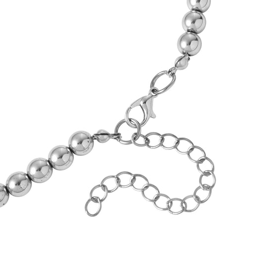 5er Set Hämatit Halsketten Herz Kugel Facettiert Gedreht ca 50 cm + 5 cm Extender, Silberfarben, ca. 724.00 ct