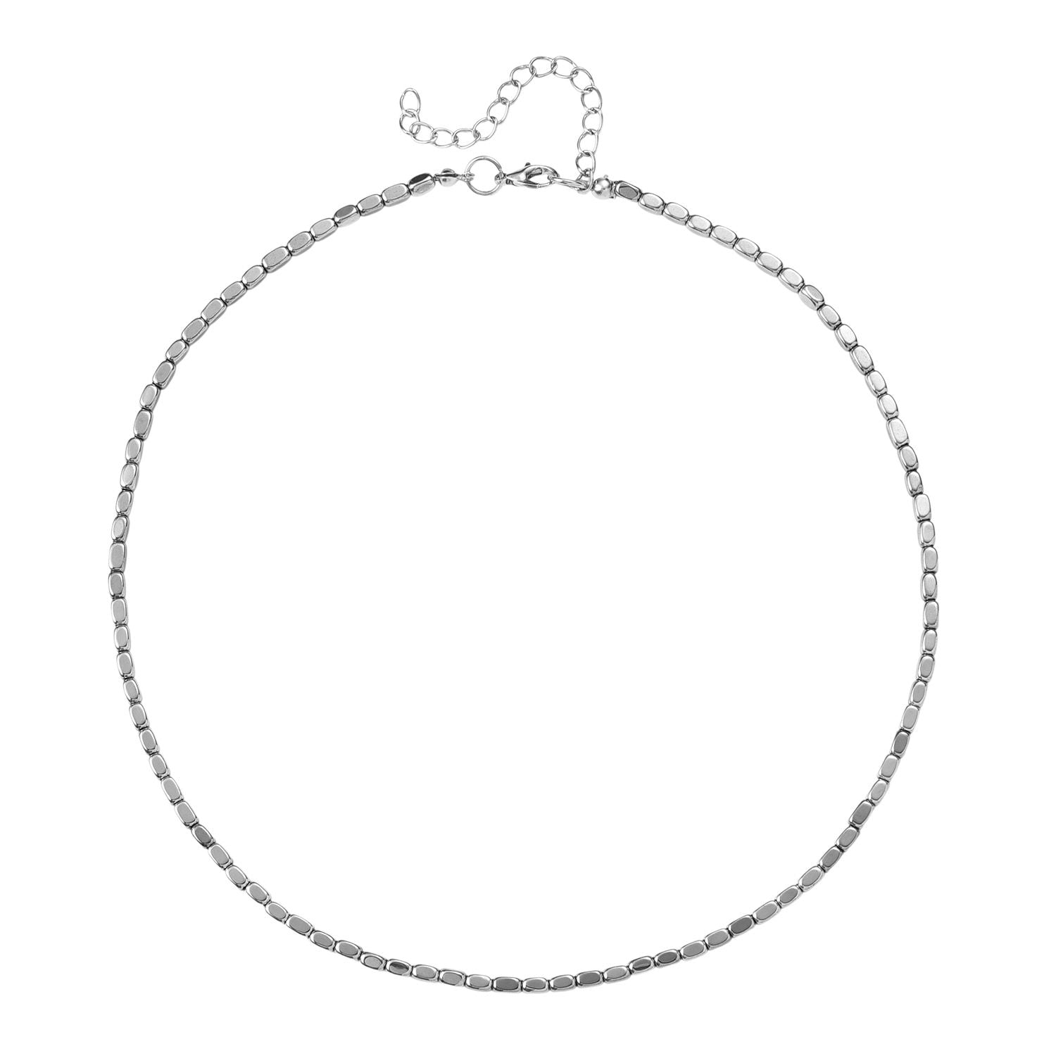 5er Set Hämatit Halsketten Herz Kugel Facettiert Gedreht ca 50 cm + 5 cm Extender, Silberfarben, ca. 724.00 ct