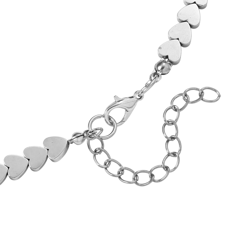 5er Set Hämatit Halsketten Herz Kugel Facettiert Gedreht ca 50 cm + 5 cm Extender, Silberfarben, ca. 724.00 ct
