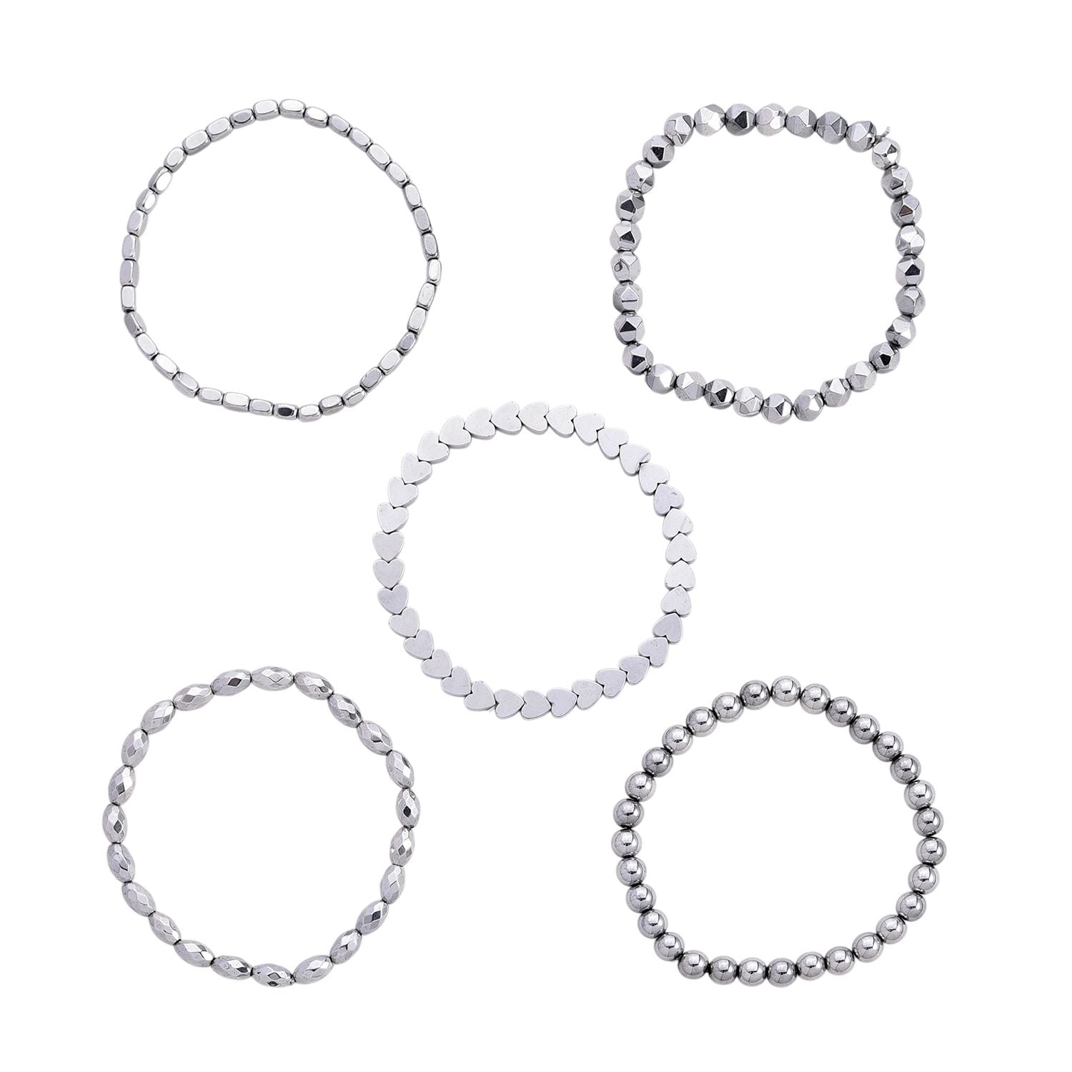 5er Set - Silberbeschichteter Hämatit Schmuck Zubehör ca. 301,50 ct.