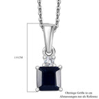 D'Joy AA Masoala Saphir (Fissure gefüllt), Moissanit Anhänger mit Kette, ca. 50 cm 925 Silber rhodiniert ca. 1.73 ct
