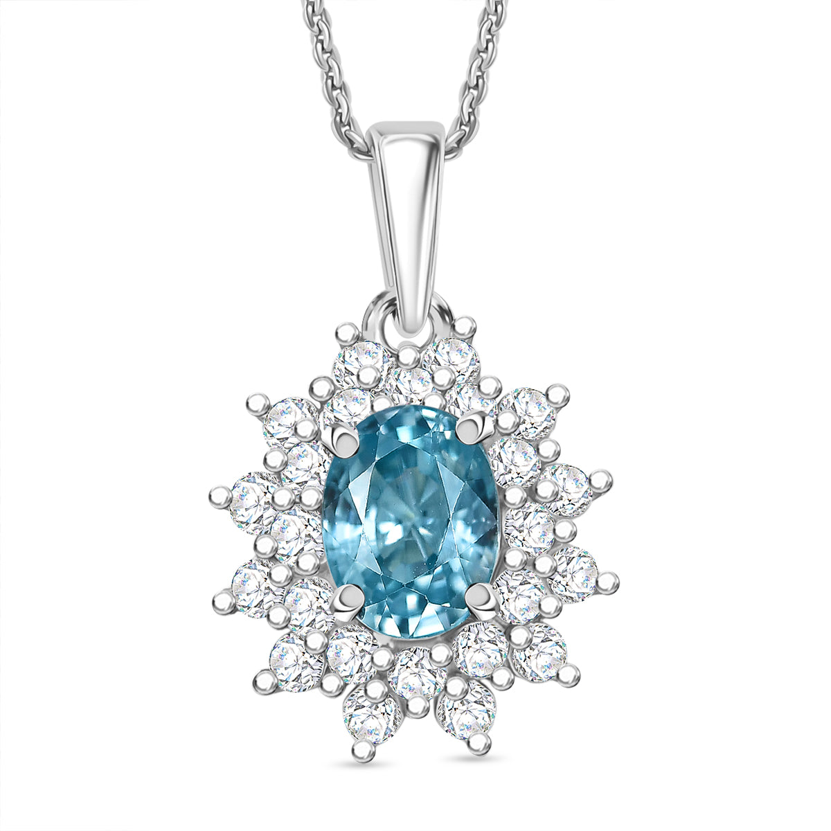 D'Joy AA Blauer Zirkon, Weißer Zirkon Schmuckset ca. 50 cm 925 Silber rhodiniert ca. 3,24 ct.