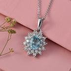 D'Joy AA Blauer Zirkon, Weißer Zirkon Schmuckset ca. 50 cm 925 Silber rhodiniert ca. 3,24 ct.