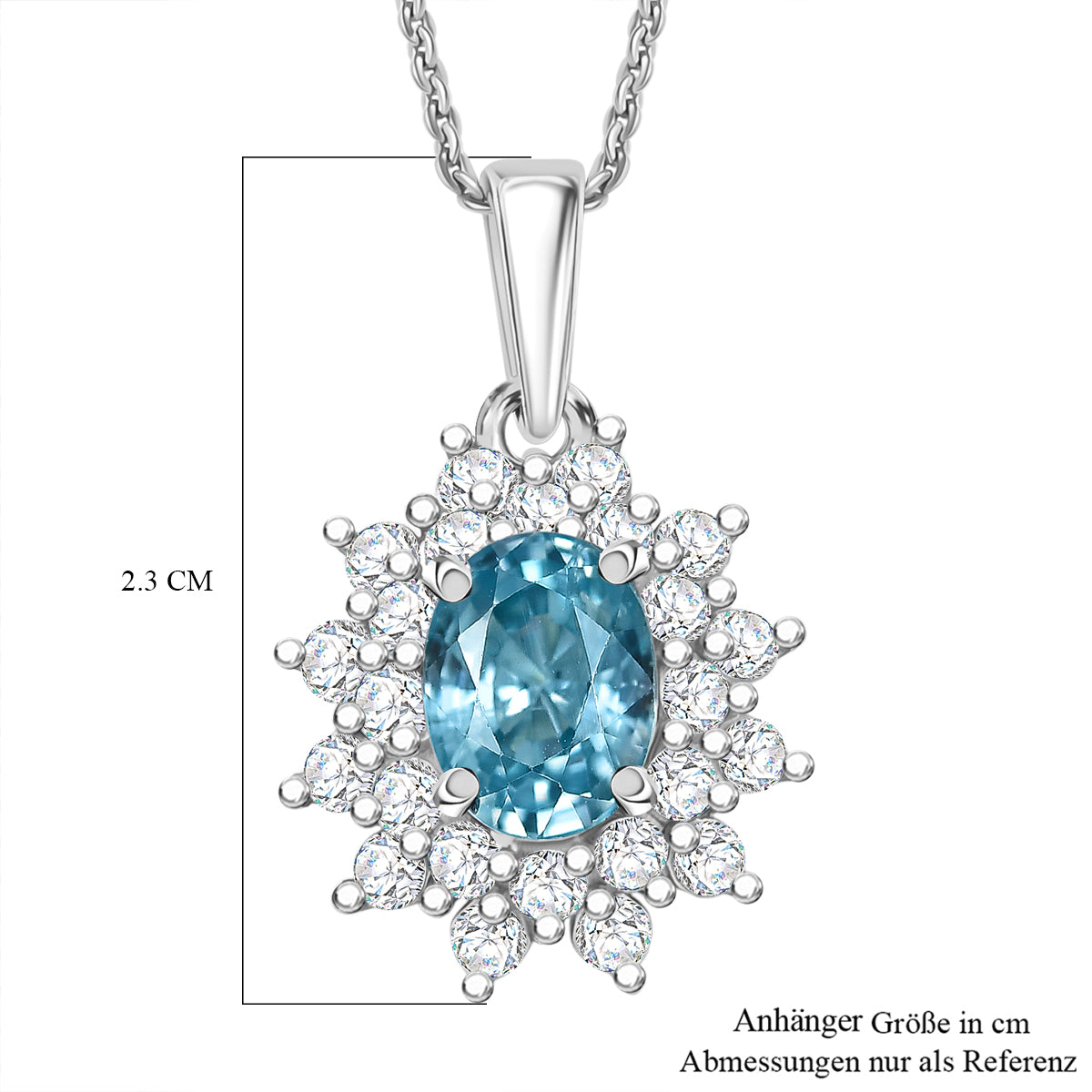 D'Joy AA Blauer Zirkon, Weißer Zirkon Schmuckset ca. 50 cm 925 Silber rhodiniert ca. 3,24 ct.
