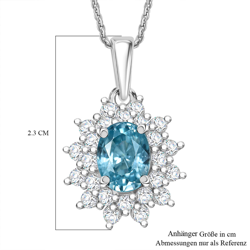 D'Joy AA Blauer Zirkon, Weißer Zirkon Schmuckset ca. 50 cm 925 Silber rhodiniert ca. 3,24 ct.