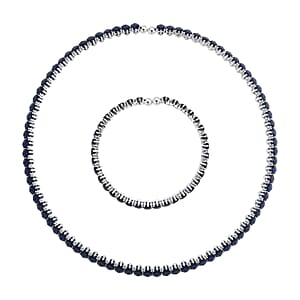 2er Blauer Zirkonia Schmuckset - Halsreif und Armband 70.00 ct
