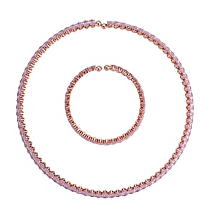 2er Blauer Zirkonia Schmuckset - Halsreif und Armband 70.00 ct