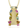 CLARTE Technicolor - AA Mehrfarbiger Saphir Anhänger mit Kette, ca. 50 cm 925 Silber vergoldet ca. 1.77 ct