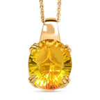 D'Joy - Lichkranz-Design Sphaleros Quarz Anhänger mit Kette, ca. 50 cm 925 Silber 750 Gelb Vergoldet ca. 5.19 ct