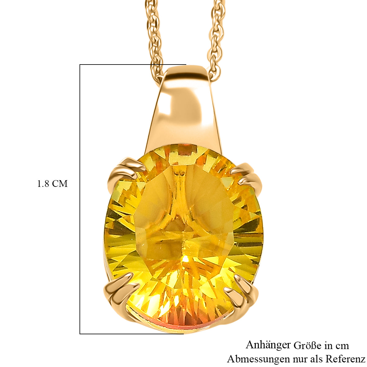 D'Joy - Lichkranz-Design Sphaleros Quarz Anhänger mit Kette, ca. 50 cm 925 Silber 750 Gelb Vergoldet ca. 5.19 ct